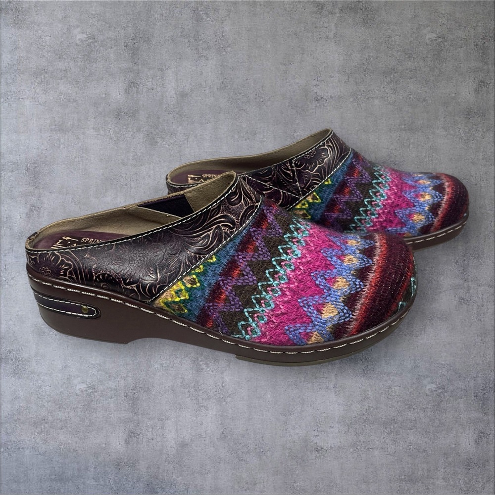 L'Artiste Zigino Slip On Clogs Woven Serape Blanket Women's 40 US 9 Southwestern
